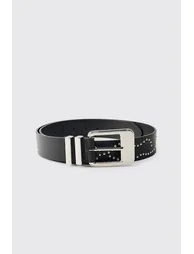PU Western Rhinestone Belt - black