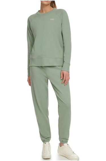 Metallic Bubble Logo Crew Neck Sweatshirt Olive