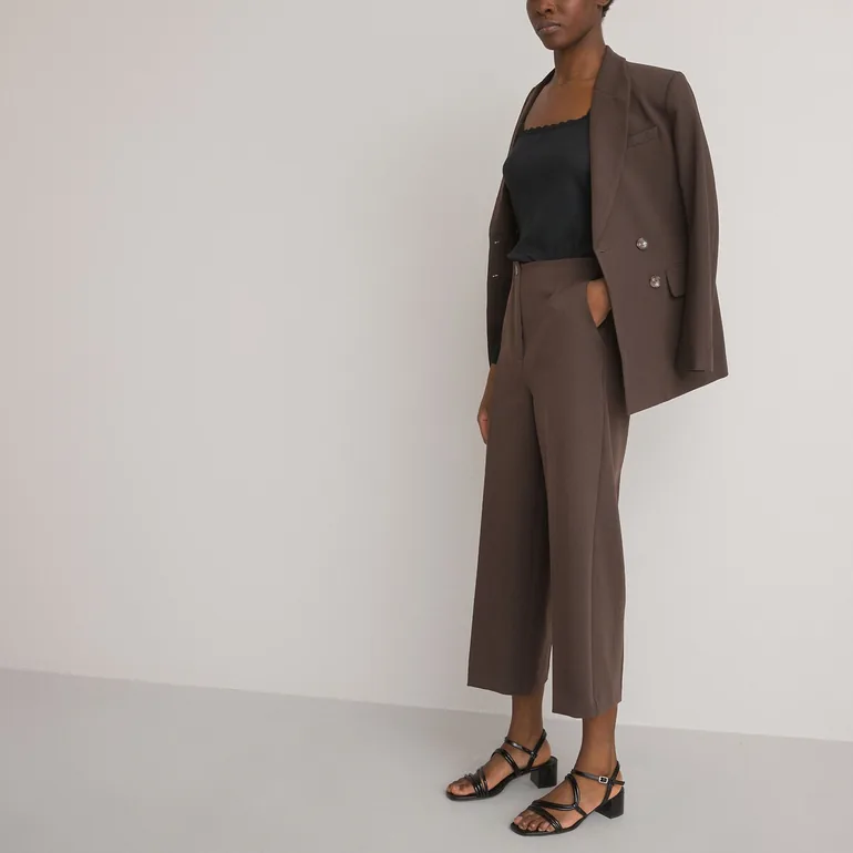 Cropped Wide Leg Trousers, Length 24.5" - 1