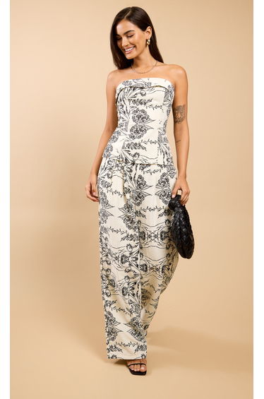 Zélie Monochrome Floral Print Bandeau Top Vicky Pattison EDIT