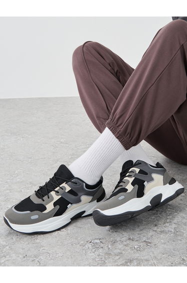 Color Block Chunky Sole Lace Up Sneakers