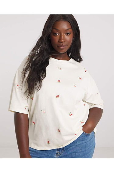 Cherry & Strawberry Embroidered T-Shirt