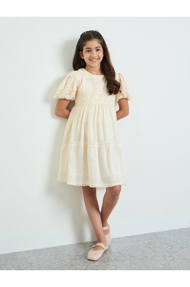 Teen Girls Lace Insert A-Line Dress