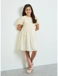 Teen Girls Lace Insert A-Line Dress