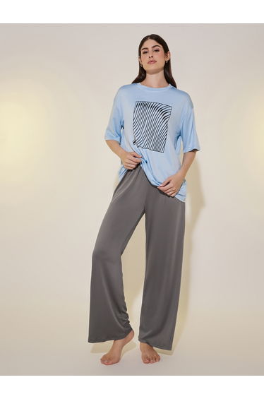 Graphic Print Oversize T-shirt and Pant Pajama Set