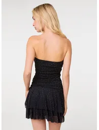 Bandeau Diamante Mesh Mini Dress - 3