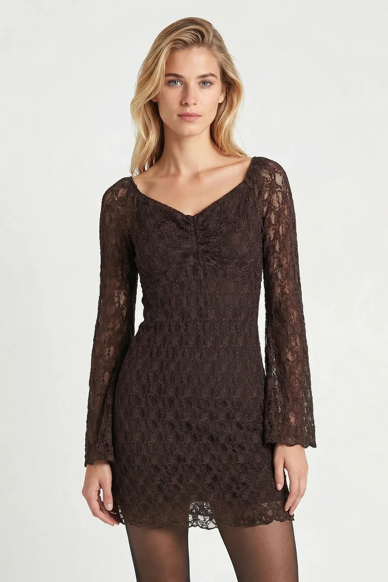 ISTANBUL Bardot Lace Midi Dress