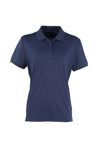 Premier Womens/Ladies Coolchecker Short Sleeve Pique Polo T-Shirt - Navy