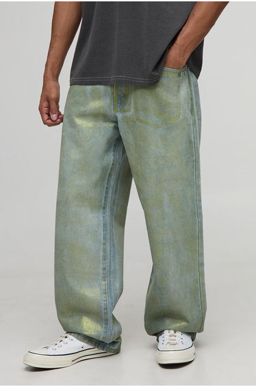 Relaxed Fit Metallic Jeans