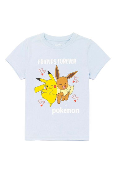 Pokemon Girls Eevee Pikachu T-Shirt - Blue/Yellow/Orange