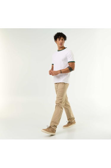 Short-Sleeved T-shirt with Contrasting Trim GREEN