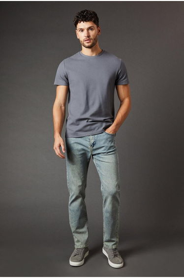 Light Vintage Wash Stretch Straight Fit Jeans