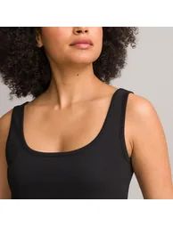 Cotton Mix Vest Top with Scoop Neck - 1
