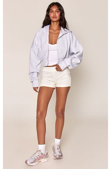 Cream Loopback Fitted Shorts