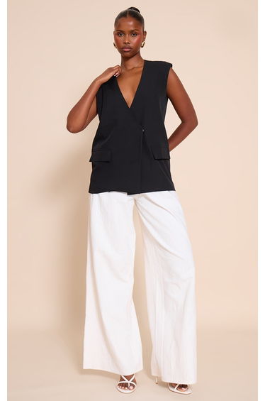 Black Oversized Boxy Longline Waistcoat