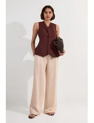Premium Linen Wide Leg Tailored Trouser