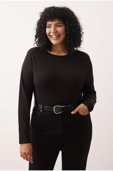 Black Cotton Flexible Backless Fitted/Fits Body Flexible Knit Plus Size Blouse