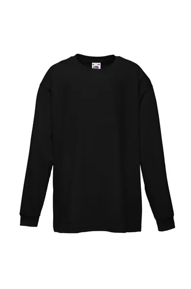 Fruit Of The Loom Childrens/Kids Long Sleeve T-Shirt (Pack of 2) - Black