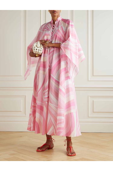 Exquisite Abstract Swirl Print Robe Maxi Dress