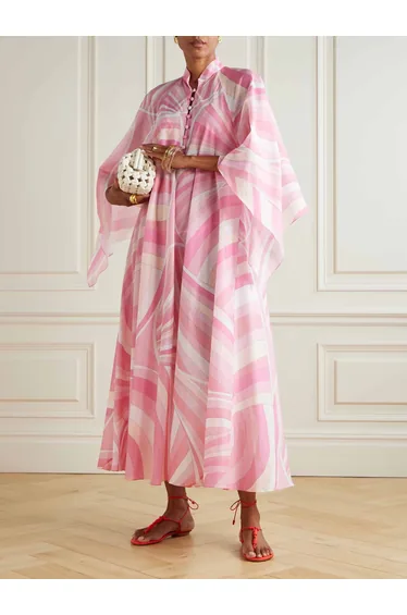Exquisite Abstract Swirl Print Robe Maxi Dress