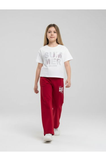 Girls Round Neck T-Shirt and Pants Set