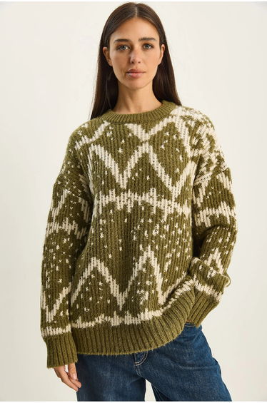 LUCCI Oversized Ethnic Knit Sweater