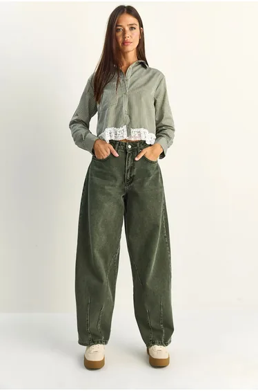 LUCCI High-Waist Wide-Leg Cotton Denim Jeans
