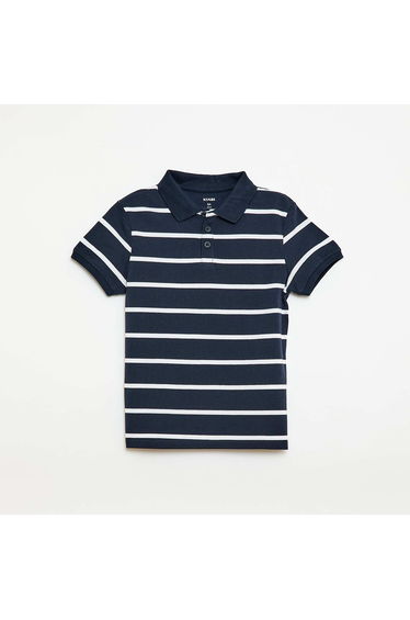 Short-Sleeved Cotton Piqué Polo Shirt BLUE