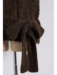 Turtleneck Tie-Bow Cable Knit Vest in Brown for Daily Outings & Shopping Trips - 5
