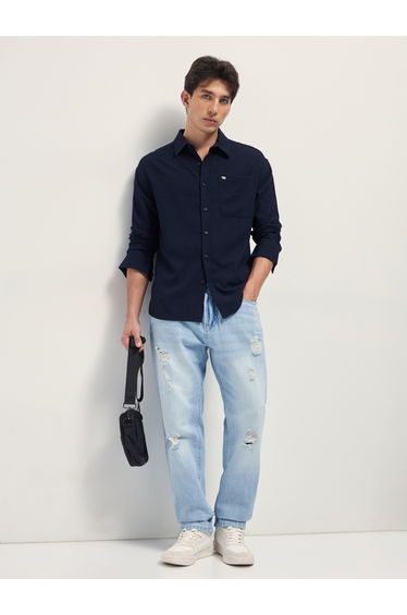 Men Textured Relaxed Fit Casual Shirt
