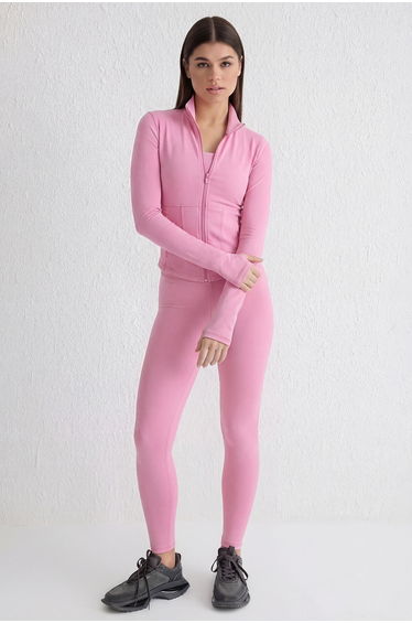 Pink Brushed Scuba Knitted Sports Jacket