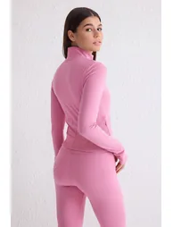 Pink Brushed Scuba Knitted Sports Jacket - 5