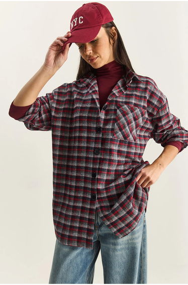 LUCCI Oversized Plaid Poplin Shirt