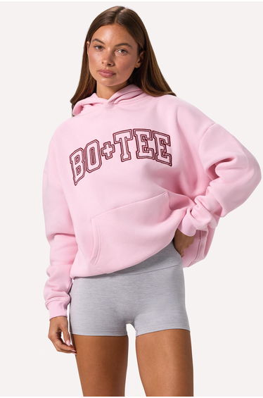 Embroidered Oversized Hoodie in Powder Pink