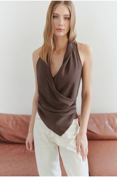 Brown Limited Edition Modal Double Breasted Woven Blouse