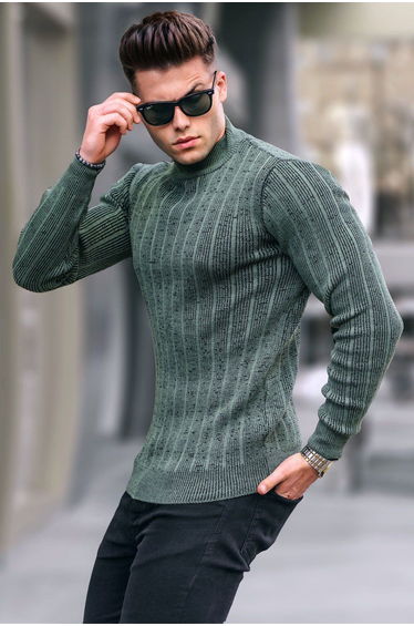 Petrol Green Half Turtleneck Knitwear Sweater