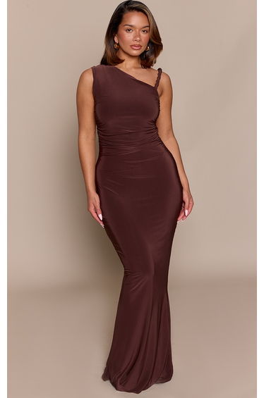 Shape Chocolate Twist Detail Slinky Maxi Dress