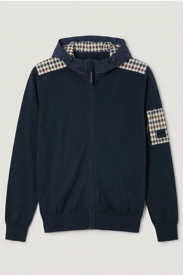 Cotton Lamina Hoodie Navy