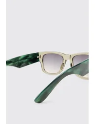 Plastic Rectangle Sunglasses - grey mist - 3