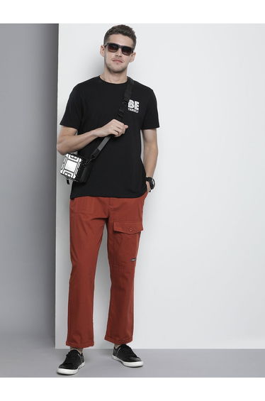 Men Rust Slim Fit Cargo Trousers
