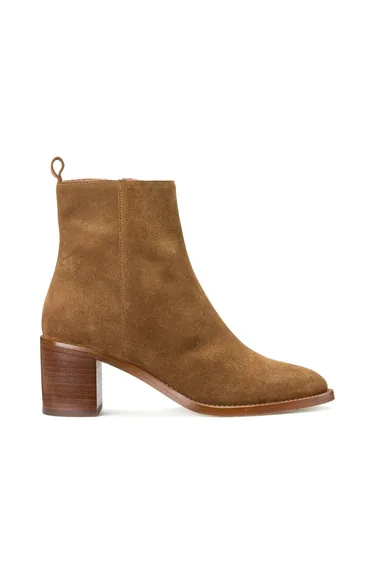 Suede Ankle Boots with Block Heel