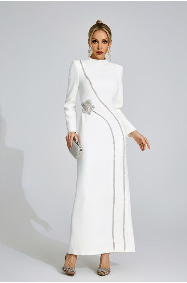 Eluned White Diamond Maxi Dress