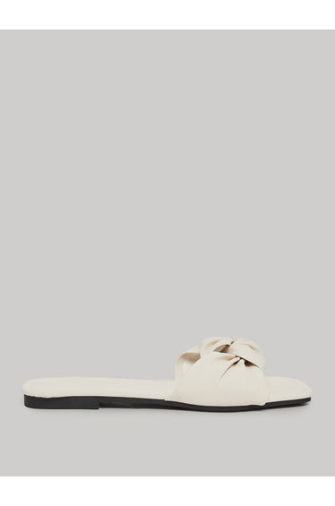 Beige Bow Slip-On Slippers