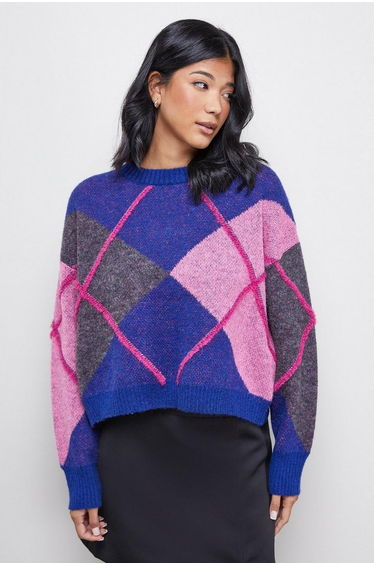 Oversized Argyle Jumper