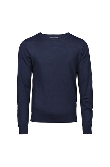 Tee Jays Mens Merino Blend Crew Neck Jumper - Navy