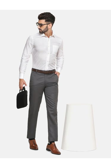 Men Grey Formal Trousers - Classic Fit