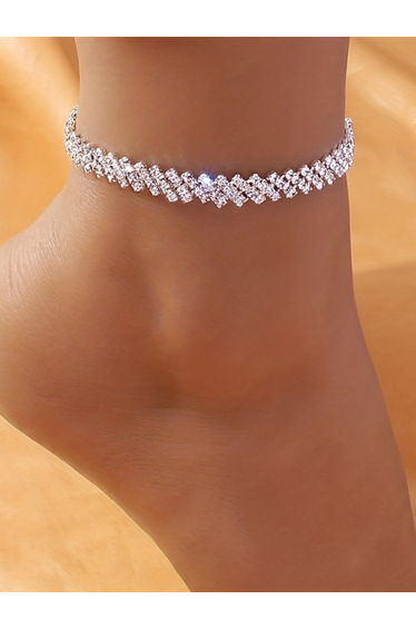 Women Silver Rhinestone Anklet