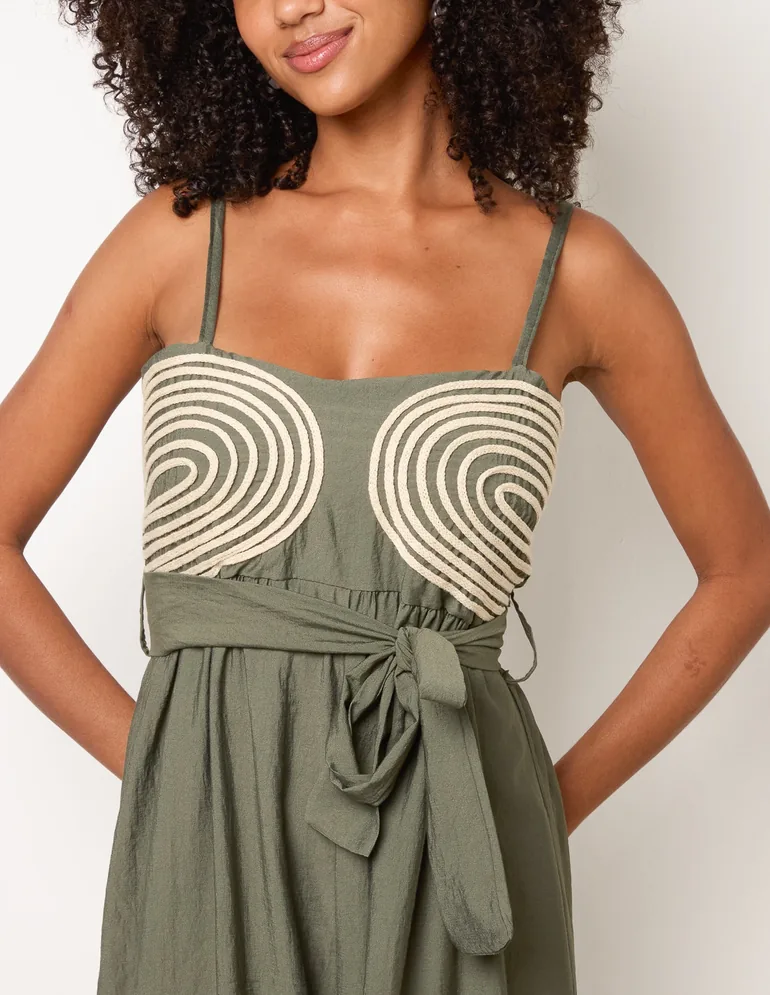 Gold Detailed Embroidered Stitching Jumpsuit - 3