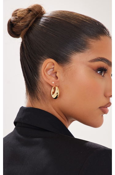 Real Gold Plated Thick Tubular Hoop Earrings