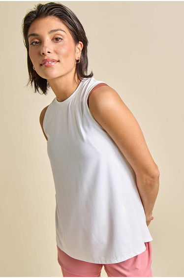 Flowing tank top with wide armholes WHITE